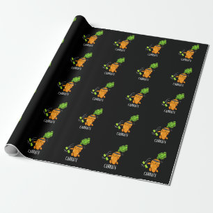 Carrate Funny Carrot Karate Pun Dark BG Wrapping Paper