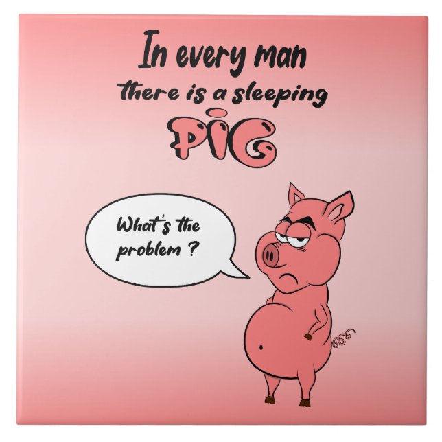 Carreau Ronchon the pig Ceramic Tile (Front)