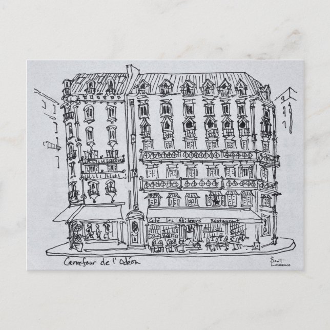 Carrefour de l'Odeon, Saint-Germain-des-Pres Postcard (Front)
