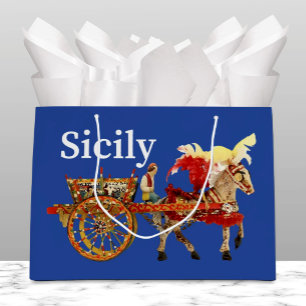 Carretto Siciliano - Traditional Sicilian Blue Large Gift Bag