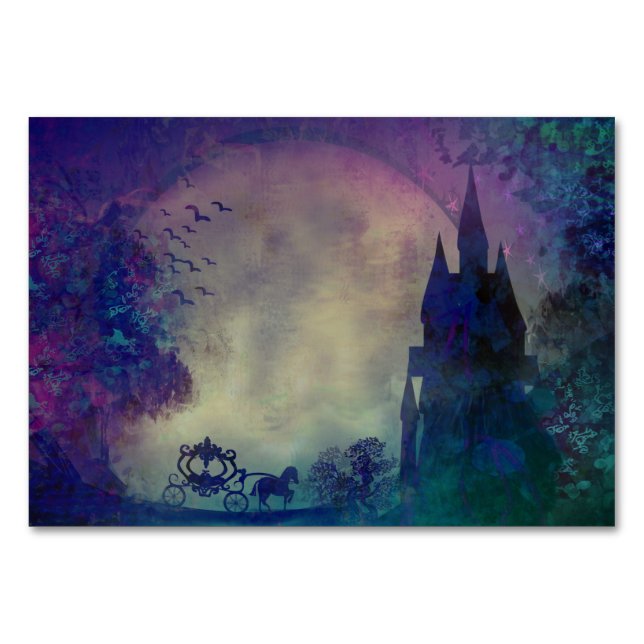 Carriage at sunset table card (Front)