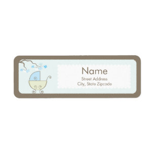Carriage Baby Shower Addess Label - Blue & Green Return Address Label