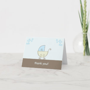 Carriage Baby Shower Thank You - Blue and Green Card