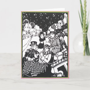 Carriage Full of Raving Lunatics on Christmas Eve Holiday Card