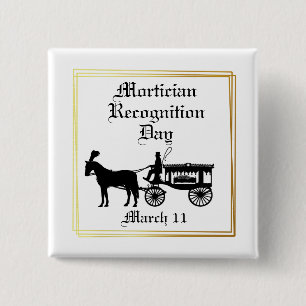 Carriage Hearse Silhouette Mortician Button