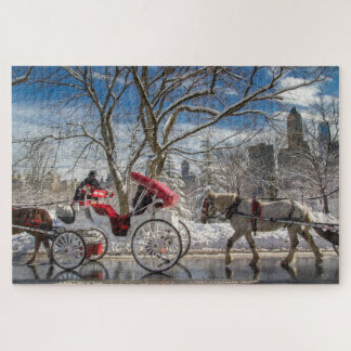Carriage Horses in Central Park Snow Jigsaw Puzzle