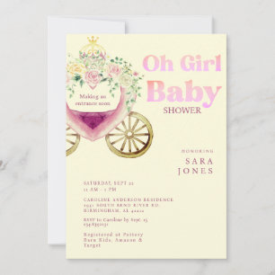  Carriage Making an Entrance Soon Baby Shower Invitation