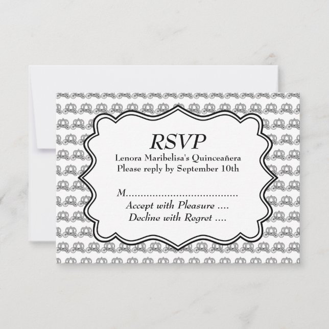 Carriage Pattern Quinceanera RSVP Card (Front)