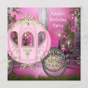 Carriage Pink Princess Birthday Party Invitation