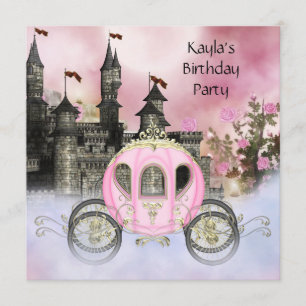 Carriage Pink Roses Princess Birthday Party Invitation