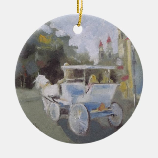 Carriage Ride Sightseeing Ceramic Tree Decoration (Front)
