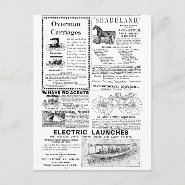 Carriages and More ads Postcard (Front)