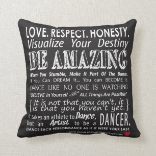Carries Inspirational Dance Quotes Pillow- Black Cushion