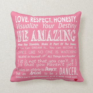 Carrie's Inspirational Dance Quotes Pillow- Pink Cushion