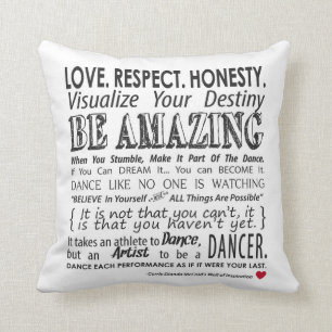 Carrie's Inspirational Dance Quotes Pillow-White Cushion