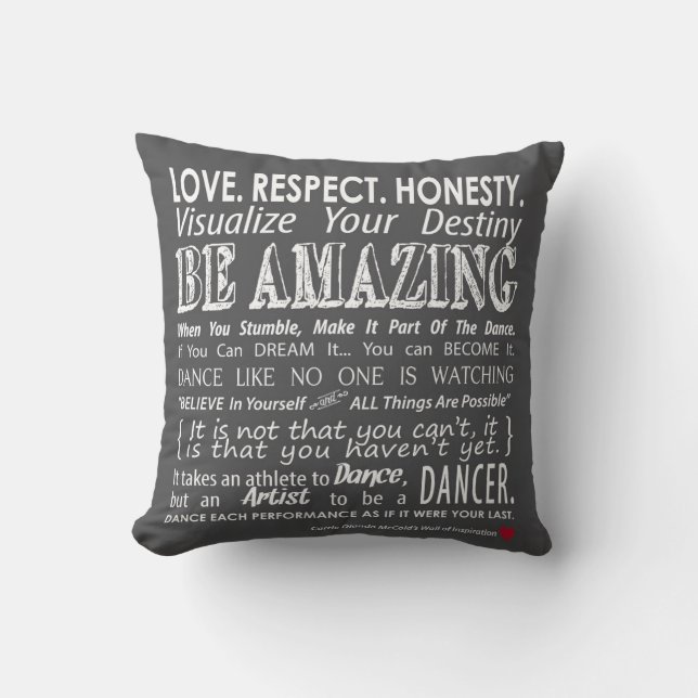 Carrie's Wall of Inspirational Dance Quotes Pillow (Front)