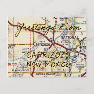 Carrizozo NM Vintage Map Postcard