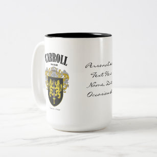 Carroll Family Crest, Translation & Meaning Two-Tone Coffee Mug