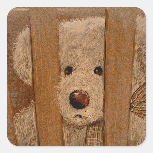 Carroll Teddy Bear Card Square Sticker (Front)