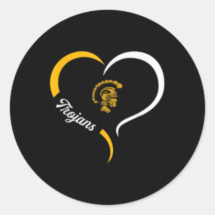 Carrollton Trojans Logo Half Heart Slogan Hs Classic Round Sticker