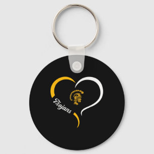 Carrollton Trojans Logo Half Heart Slogan Hs  Key Ring
