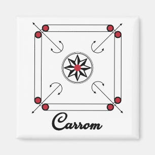 Carrom Board Indian Pakistani retro game design Magnet