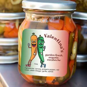 Carrot and Pepper Pals Cartoon Escabeche Pickle Square Sticker