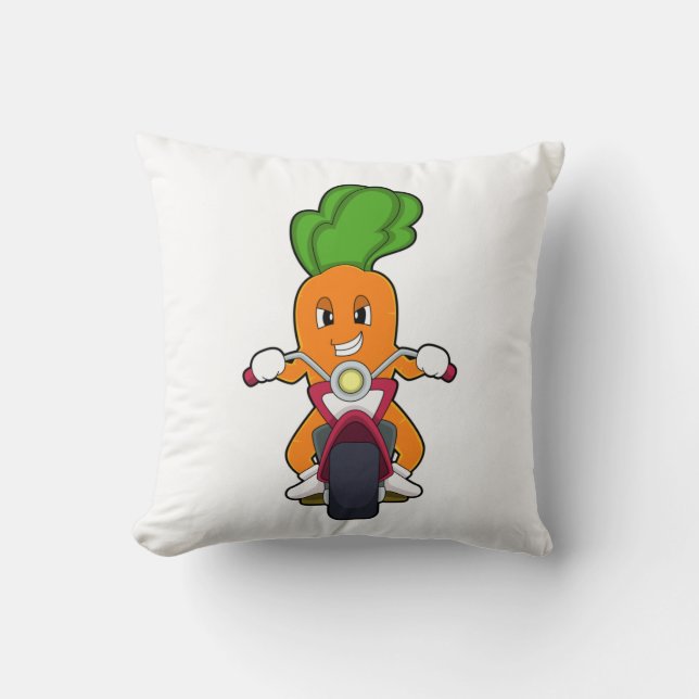 Carrot as Biker with Motorcycle.PNG Cushion (Front)