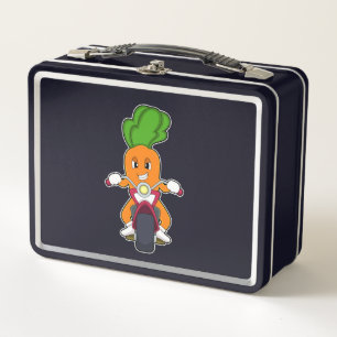 Carrot as Biker with Motorcycle.PNG Metal Lunch Box