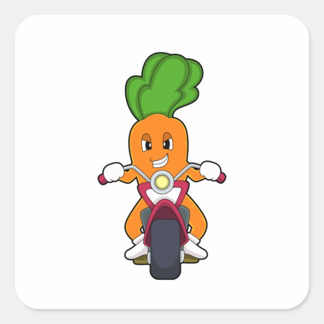 Carrot as Biker with Motorcycle.PNG Square Sticker (Front)
