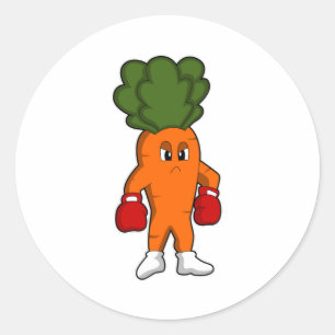 Carrot as Boxer with Boxing gloves Classic Round Sticker