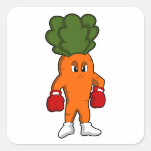 Carrot as Boxer with Boxing gloves Square Sticker