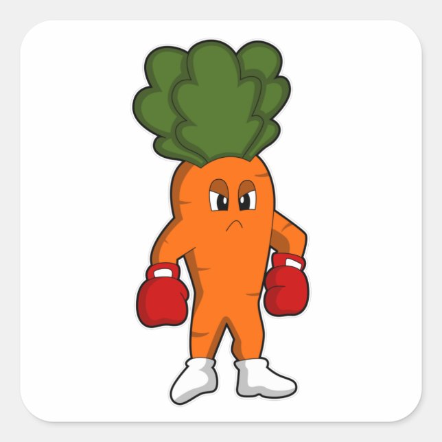 Carrot as Boxer with Boxing gloves Square Sticker (Front)