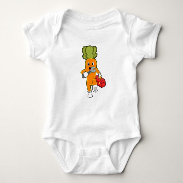 Carrot as Mechanic with Toolbox Baby Bodysuit (Front)