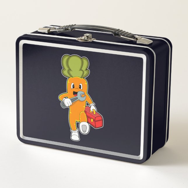 Carrot as Mechanic with Toolbox Metal Lunch Box (Front)