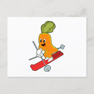 Carrot as Skier with Ski Postcard