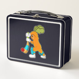 Carrot at Cricket with Cricket bat Metal Lunch Box