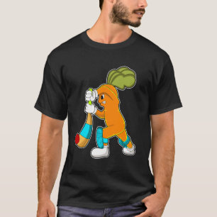 Carrot at Cricket with Cricket bat T-Shirt