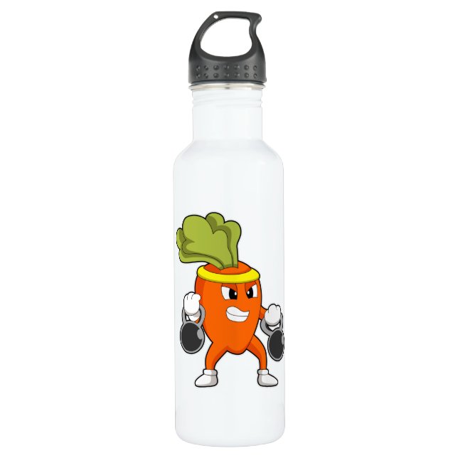 Carrot at Fitness with Dumbbells 710 Ml Water Bottle (Front)