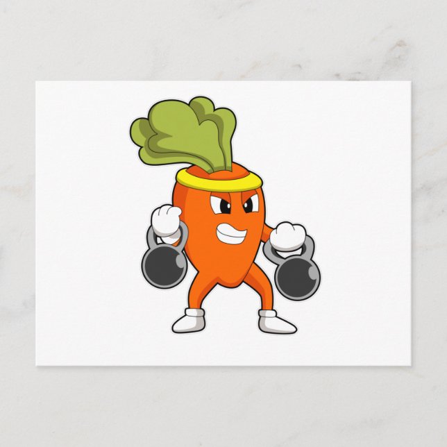 Carrot at Fitness with Dumbbells Postcard (Front)