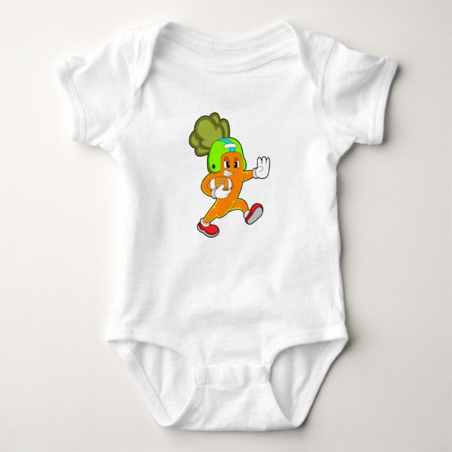 Carrot at Football Sports Baby Bodysuit (Front)