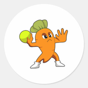 Carrot at Handball player with Handball Classic Round Sticker