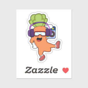 Carrot at Music with Headphone