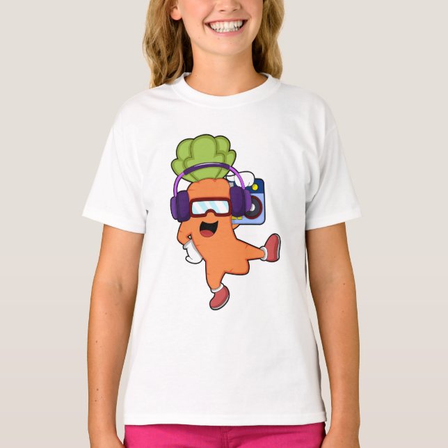 Carrot at Music with Headphone T-Shirt (Front)
