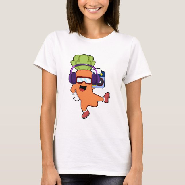 Carrot at Music with Headphone T-Shirt (Front)