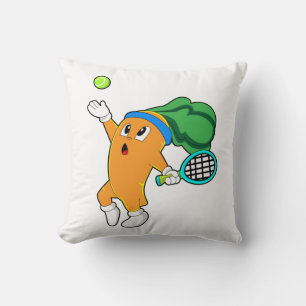 Carrot at Tennis with Tennis racket Cushion