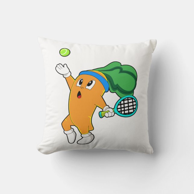 Carrot at Tennis with Tennis racket Cushion (Front)