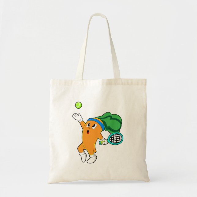 Carrot at Tennis with Tennis racket Tote Bag (Front)