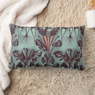 Carrot Beet Radish Parsnip Root System Botanical  Lumbar Cushion