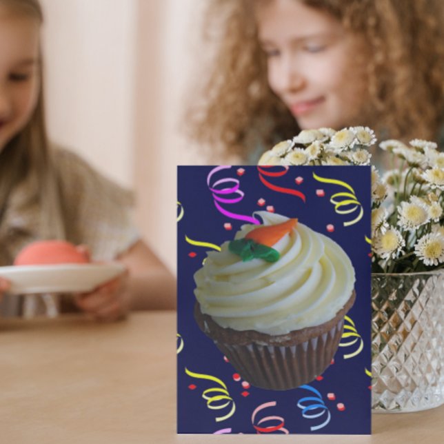 Carrot Cake Cupcake Confetti Birthday Personalised Card (Creator Uploaded)
